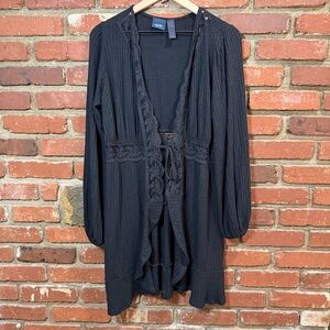 Daytrip womens Black Asymmetrical Open Knit Cardigan Size Small long sleeve boho